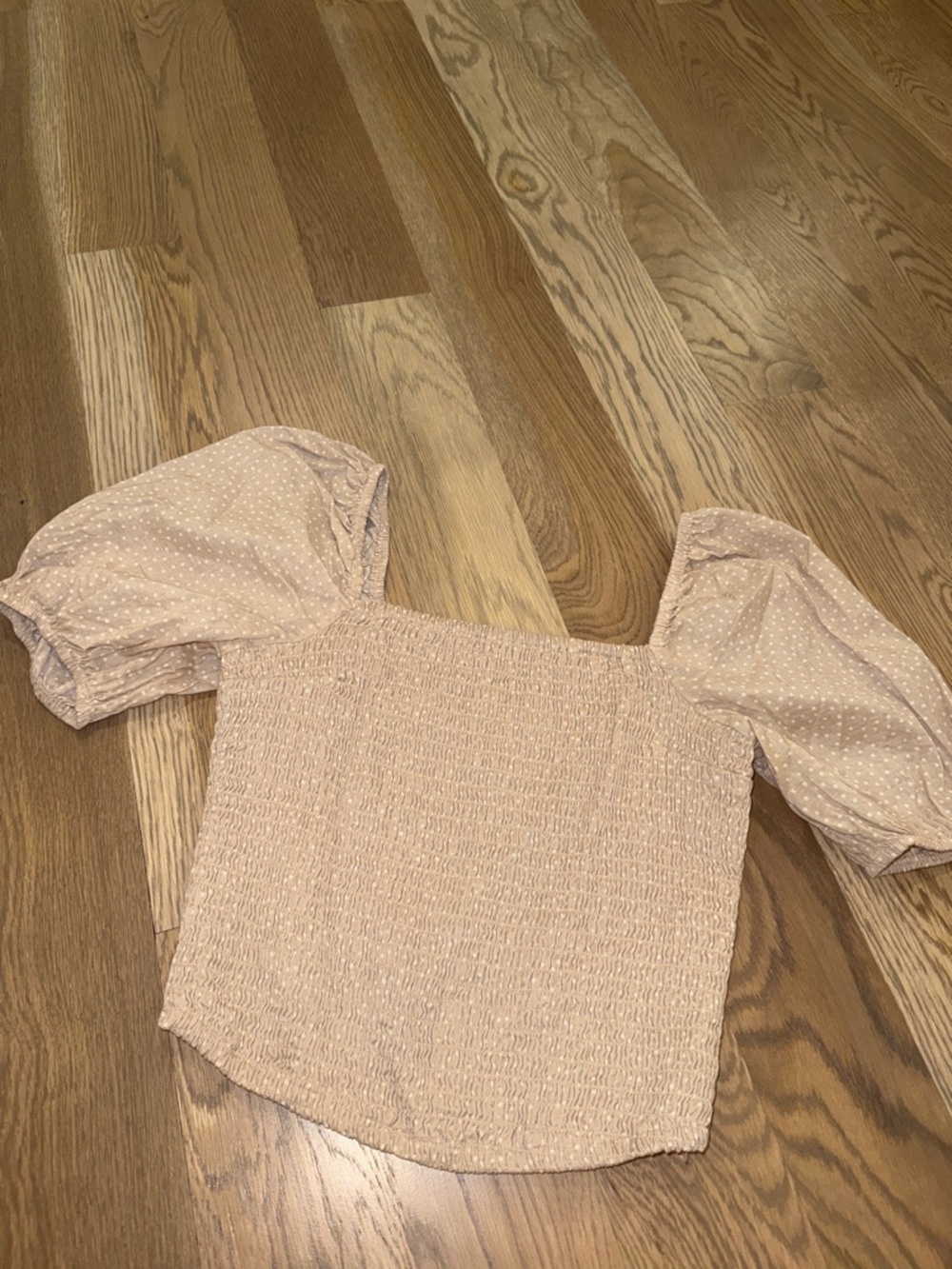 Abercrombie & Fitch Polka Dot Puff-Sleeve Smocked Top
